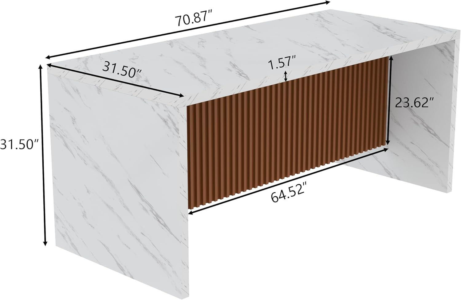 71" Large Imitation Marble Dining Table for 6-8 People(Patent Pending), Island Table with LED Lights, Mordern Marble Stripes Kitchen Dining Table with Grille Design for Dining Room,Living Room,White