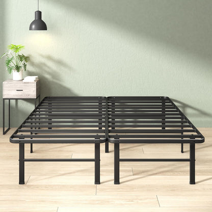 Rumi 14In Full Metal Bed Frame, Quick Assembly Smartbase® Mattress Foundation, Heavy Duty Sturdy Steel with No Box Spring Needed, Eco-Friendly Packaging, Black