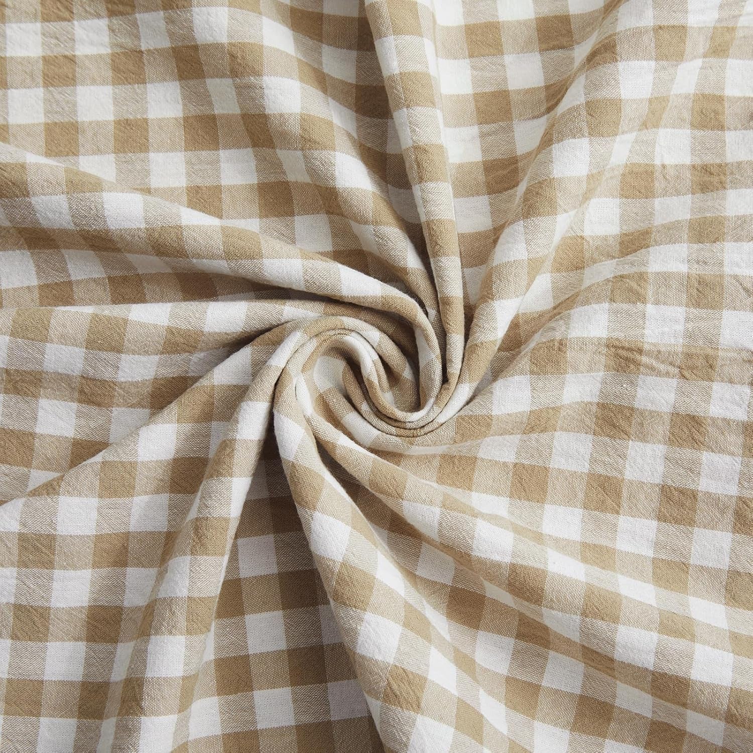 2 Pcs Plaid Ruffle Pillow Case King Size, Ruffled Gingham Cotton Pillowcases 20X36 Inch, Linen Feel Plaid Bed Pillow Shams with Envelope Closure for Sofa Bed (Taupe)