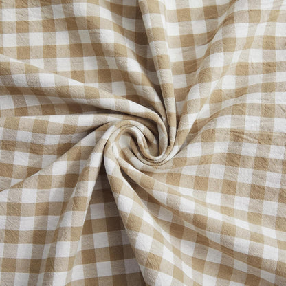 2 Pcs Plaid Ruffle Pillow Case King Size, Ruffled Gingham Cotton Pillowcases 20X36 Inch, Linen Feel Plaid Bed Pillow Shams with Envelope Closure for Sofa Bed (Taupe)
