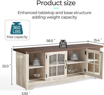 Living Room Table Sets 4 Piece with TV Stand, Farmhouse TV Stand for 65 Inch TV, Coffee Table with Drawers, Two End Table with Charging Station, Washed Gray