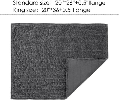 Bed Pillow Sham Royal Cotton Velvet Pic-Stitch Standard Pillow Sham - 20'' X 26'', Grey, 1 Piece