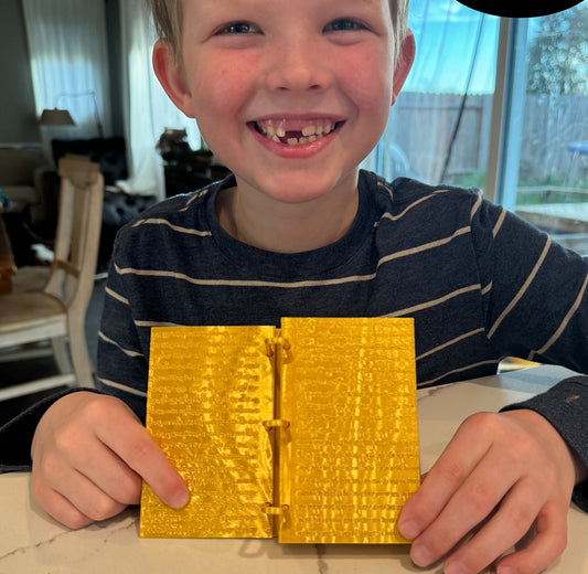 Book of Mormon Golden Plates Model, 3D Printed, Small or Large, 3Rd Nephi 11 in Hebrew, Storage Compartment, Made to Order by 6 Year Old
