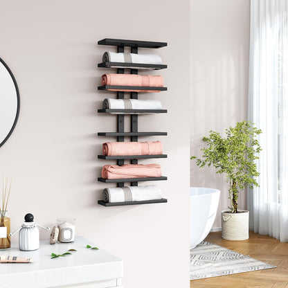 8 Tier Wall Mount Wine Rack, Wall Racks for Wine Bottles Display and Storage, Hanging Bottle Organizer for Living Room, Dining Room, Wine Cellar, Bar, Black