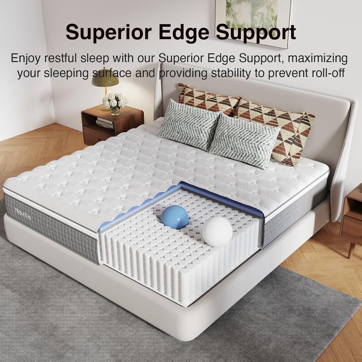 King Size Mattress 10 Inch,Hybrid Mattress King with Gel Memory Foam, Cool-Touch Nylon Cover & Pocketed Coils for Targeted Zones Support & Deep Restful Sleep Certipur-Us Certified