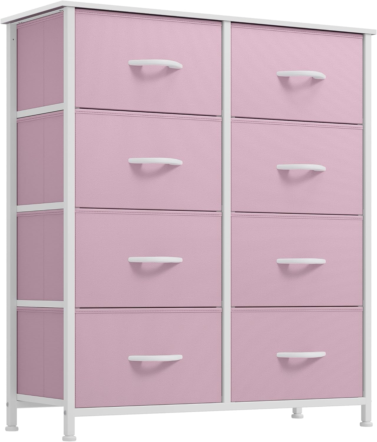 Fabric Dresser for Bedroom, Tall Storage Dresser with 8 Drawers, Black Dresser & Chest of Drawers, Storage Drawer Organizer for Closet, Bedroom, Living Room(Pink)