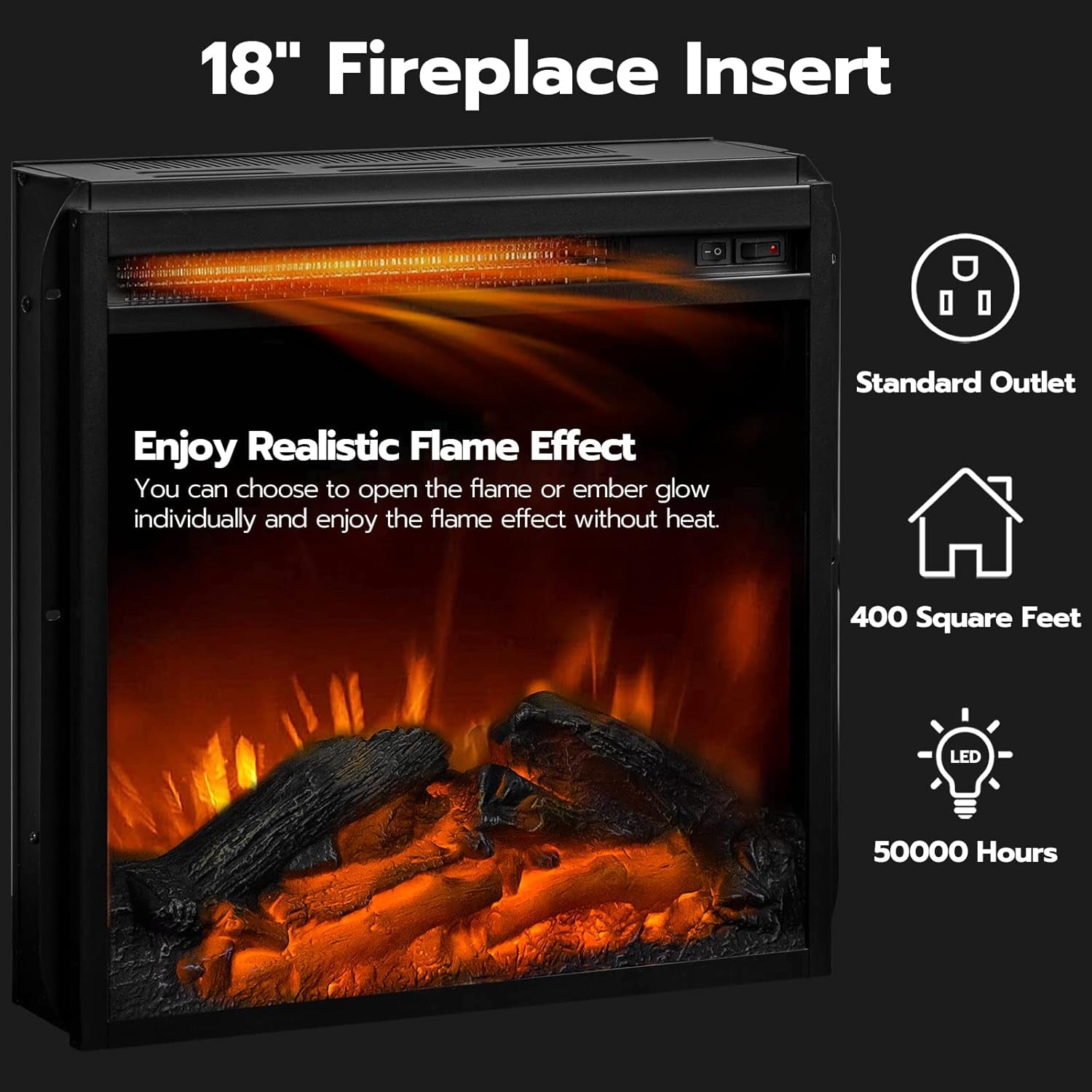 Fireplace TV Stand with Charging Station and LED Lights, TV Stand with Fireplace for Tvs up to 65", Entertainment Center with Fireplace, Glass Shelves, Rustic Brown and Black BF140UDDS01