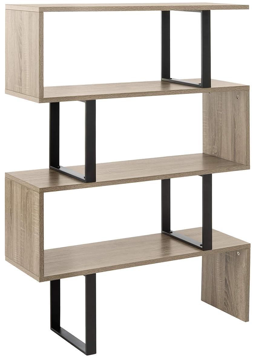 Safavieh Home Collection Louise Retro Mid Century Wood Etagere, Oak and Black