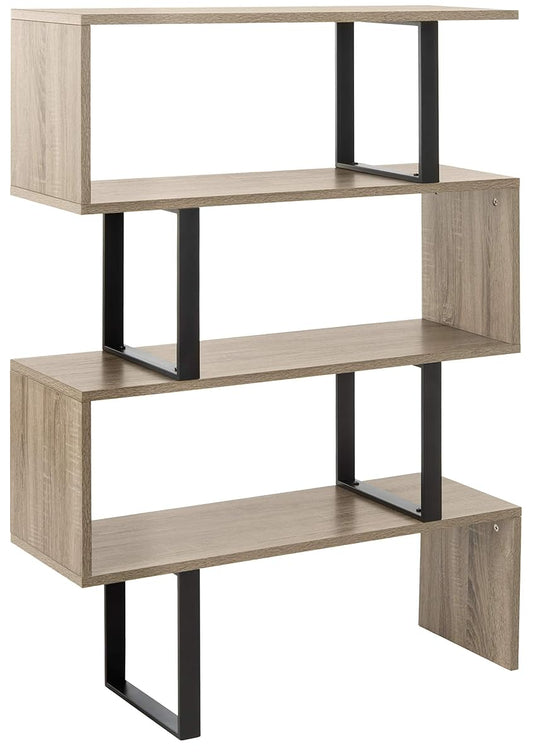 Safavieh Home Collection Louise Retro Mid Century Wood Etagere, Oak and Black