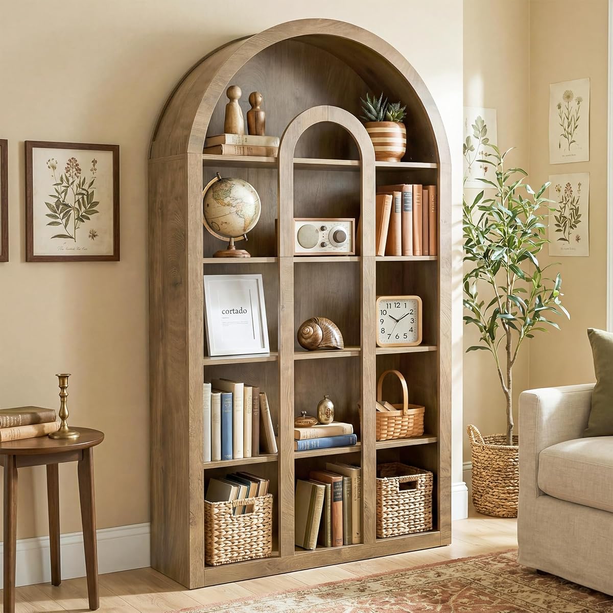 71" Tall Bookshelf, 5-Tier Arched Bookcase with Open Shelves