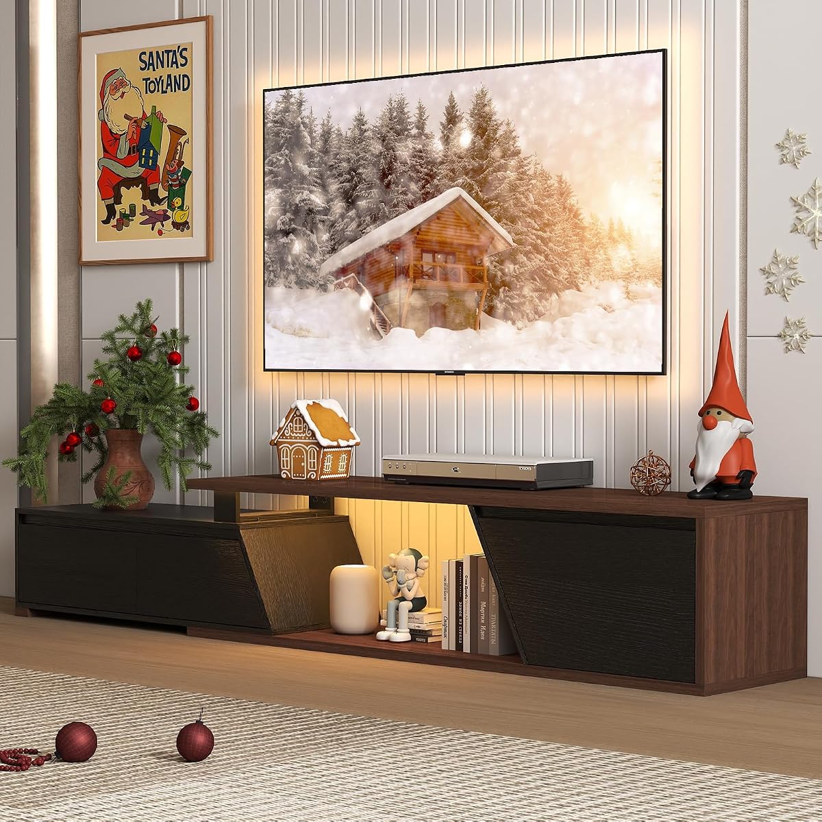 Extendable TV Stand, LED Entertainment Center, 63" - 90.6"