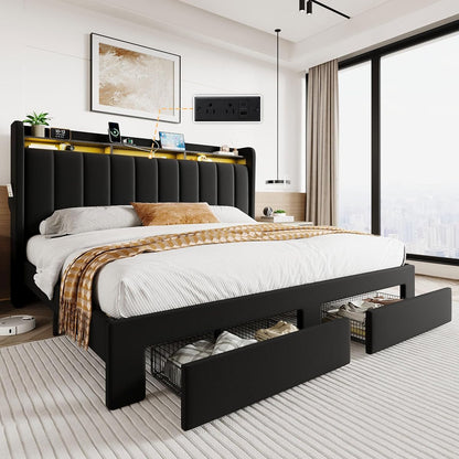 Wingback Platform Bed Frame