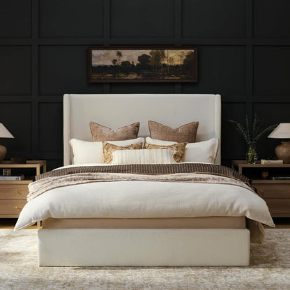 Queen Bed Frame with 53'' Extra Tall Wingback Headboard