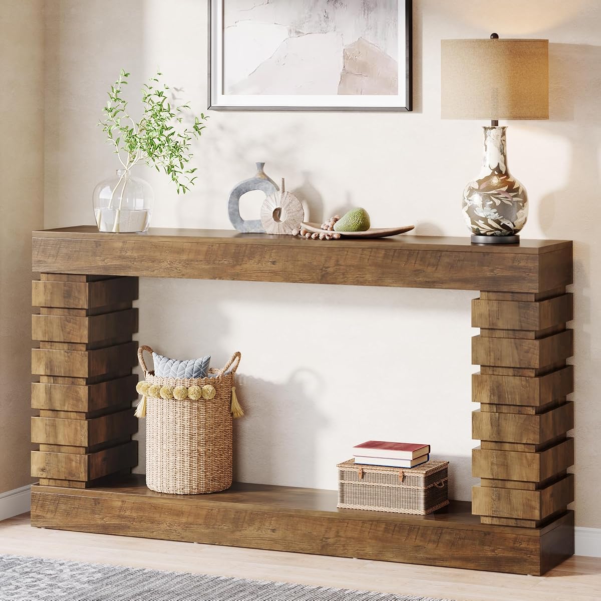 Tribesigns 70.8-Inch Long Console Table, Wood Entryway Table with Storage, Narrow Sofa Table Couch Table for Living Room Entryway Hallway | with Storage