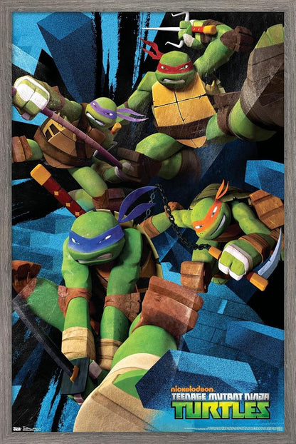Nickelodeon Teenage Mutant Ninja Turtles - Attack Wall Poster, 22.375" x 34", Barnwood Framed Version