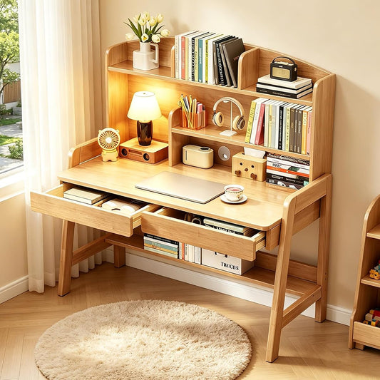 Kids Study Desk with Hutch and Storage Drawers