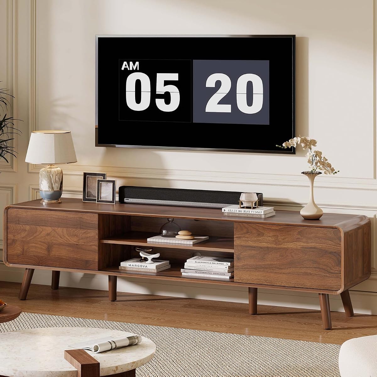 70" Mid Century Modern TV Stand for Tvs up to 80"