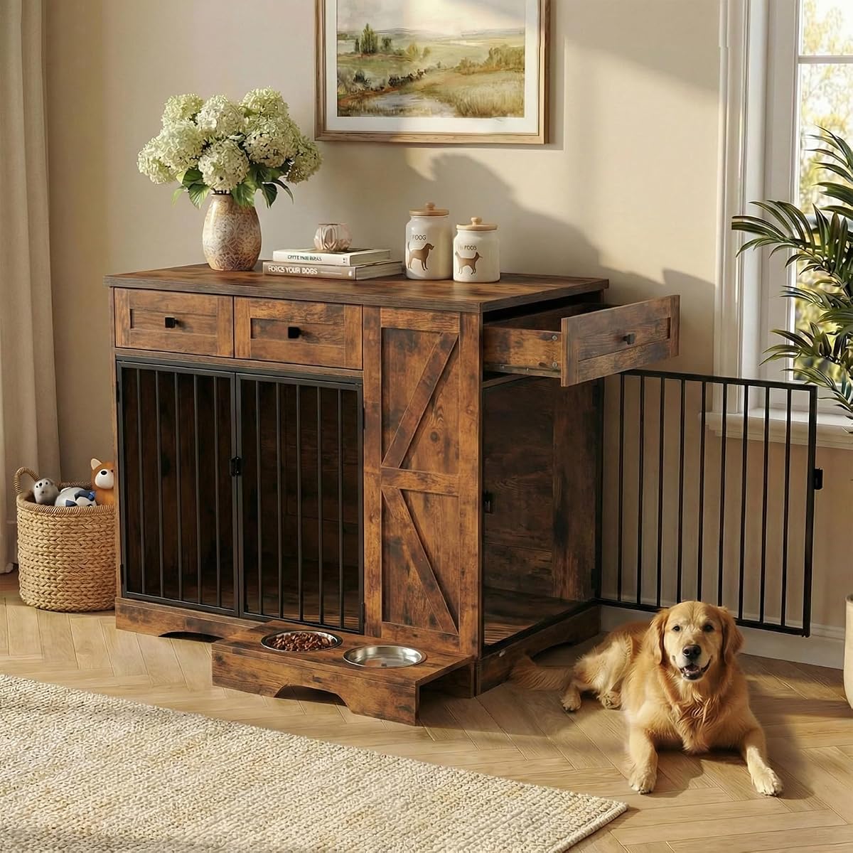 Large Dog Crate Furniture with Storage