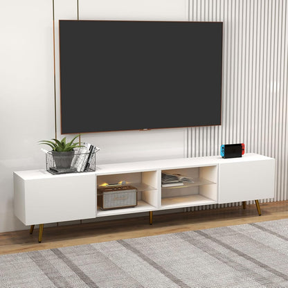 86" LED TV Stand, Modern Entertainment Center for 75" TV, White