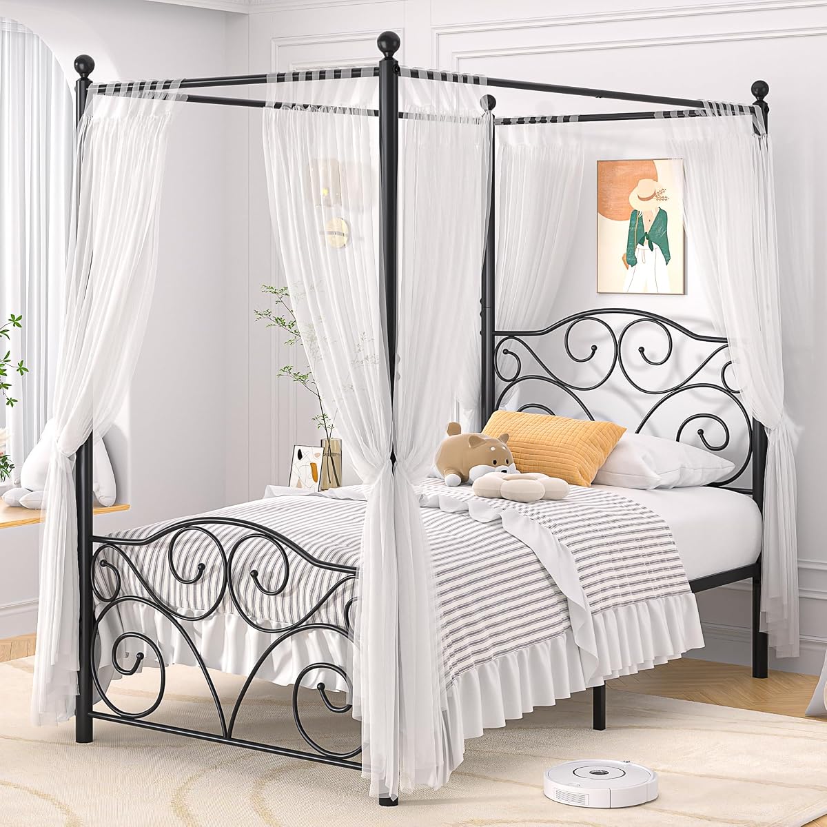 Metal Canopy Bed Frame Twin Size