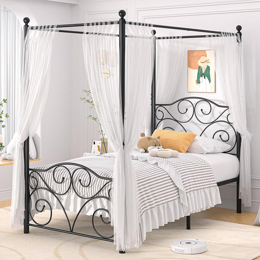 Metal Canopy Bed Frame Twin Size
