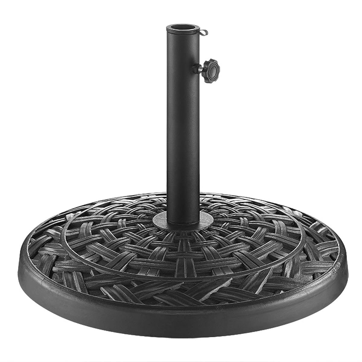 Marcus Classic Polyresin Round Umbrella Stand with Metal Cross Weave Design, 18 Inch, Black