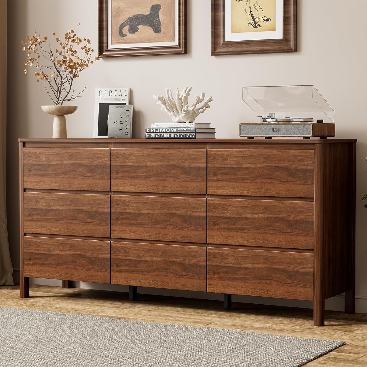 63" Mid-Century Modern Dresser for Bedroom