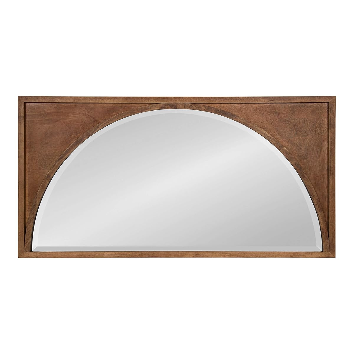 Andover Casual Framed Arch Mirror with Beveled Edge, Light Brown, 42x21.5, Modern Farmhouse Home Decor for Entryway, Living Room, Or Bedroom