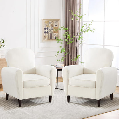 Accent Chair Set of 2, Beige Mid Century Modern Comfortable Cushioned Chair