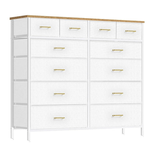 Dresser for Bedroom with 12 Deep Drawers, Wide Chest of Drawers