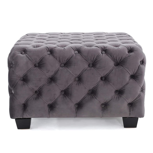 Christopher Knight Home Jaymee Velvet Ottoman, Grey