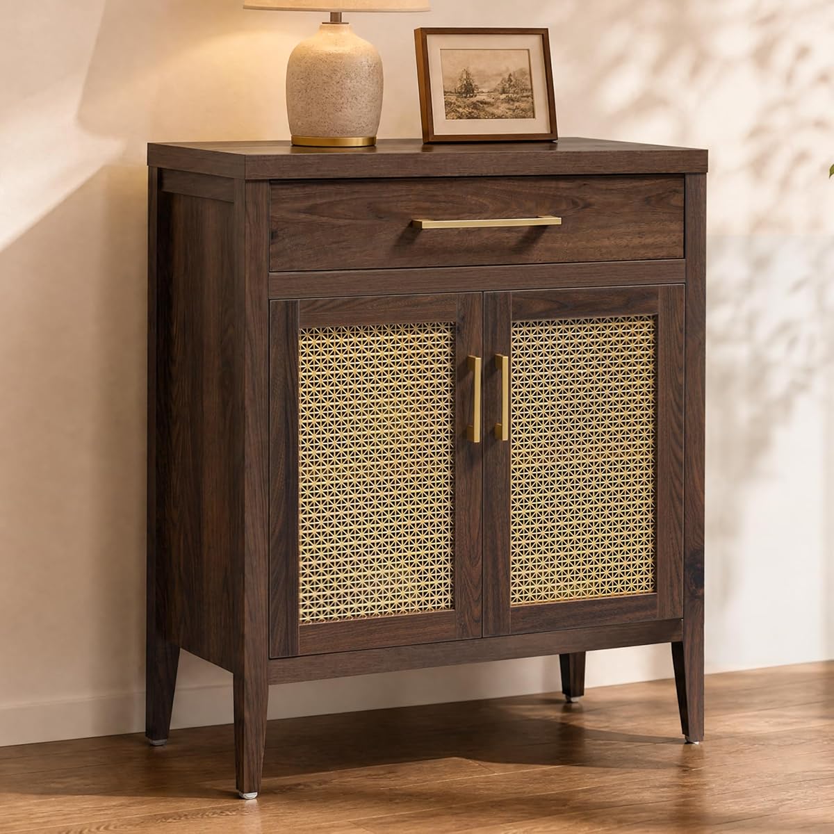 30" Sideboard Buffet Cabinet with Adjustable Shelf, Espresso Walnut