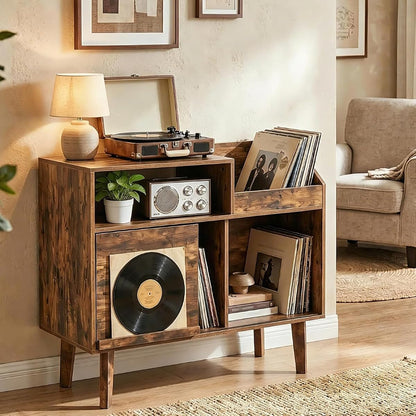 Record Player Stand, Large Turntable Stand Holds up to 250 Albums