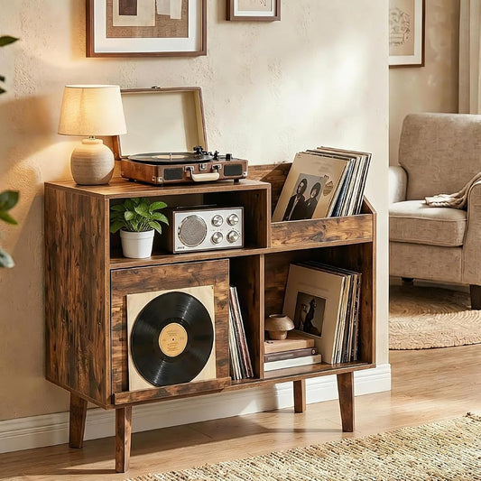 Record Player Stand, Large Turntable Stand Holds up to 250 Albums