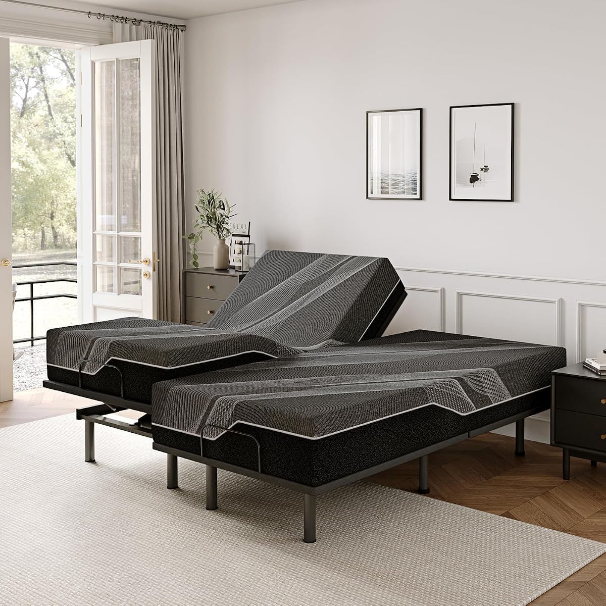 Split King Adjustable Bed Frame + 14 Inch Gel Memory Foam Mattress