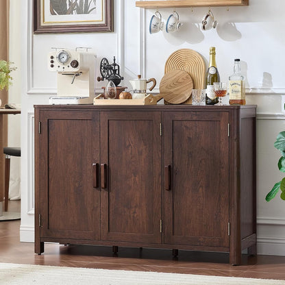 Walnut Sideboard Buffet Cabinet, 46" Arc-Shaped Storage Credenza