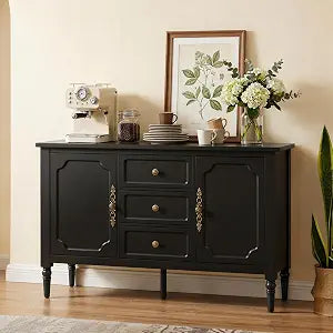 Buffet Cabinet with 2 Doors & 3 Drawers, Vintage Sideboard with Storage, view 2