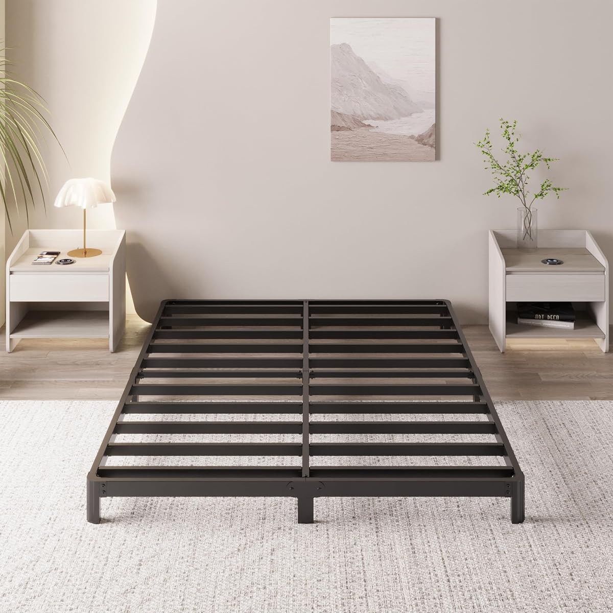 4 Inch Full Bed Frame Low Profile No Box Spring Needed
