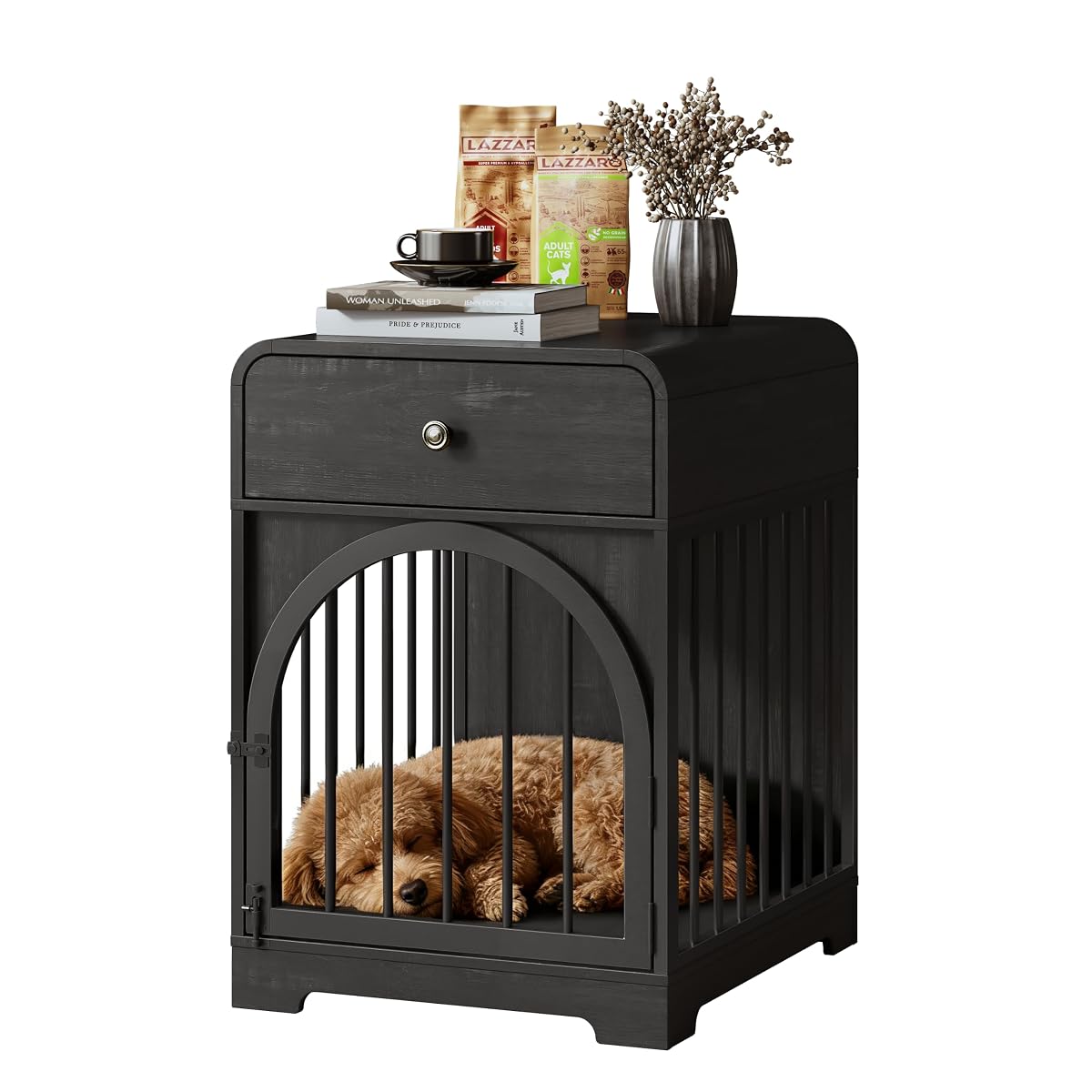 Dog Crate Furniture, Wooden Dog Crate House with Drawer