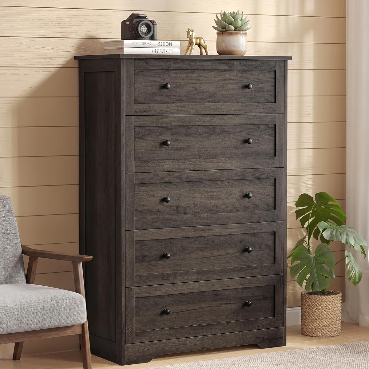 5-Drawer Dresser, Chest of Drawers, 31.5 x 15.7 x 47.4 in