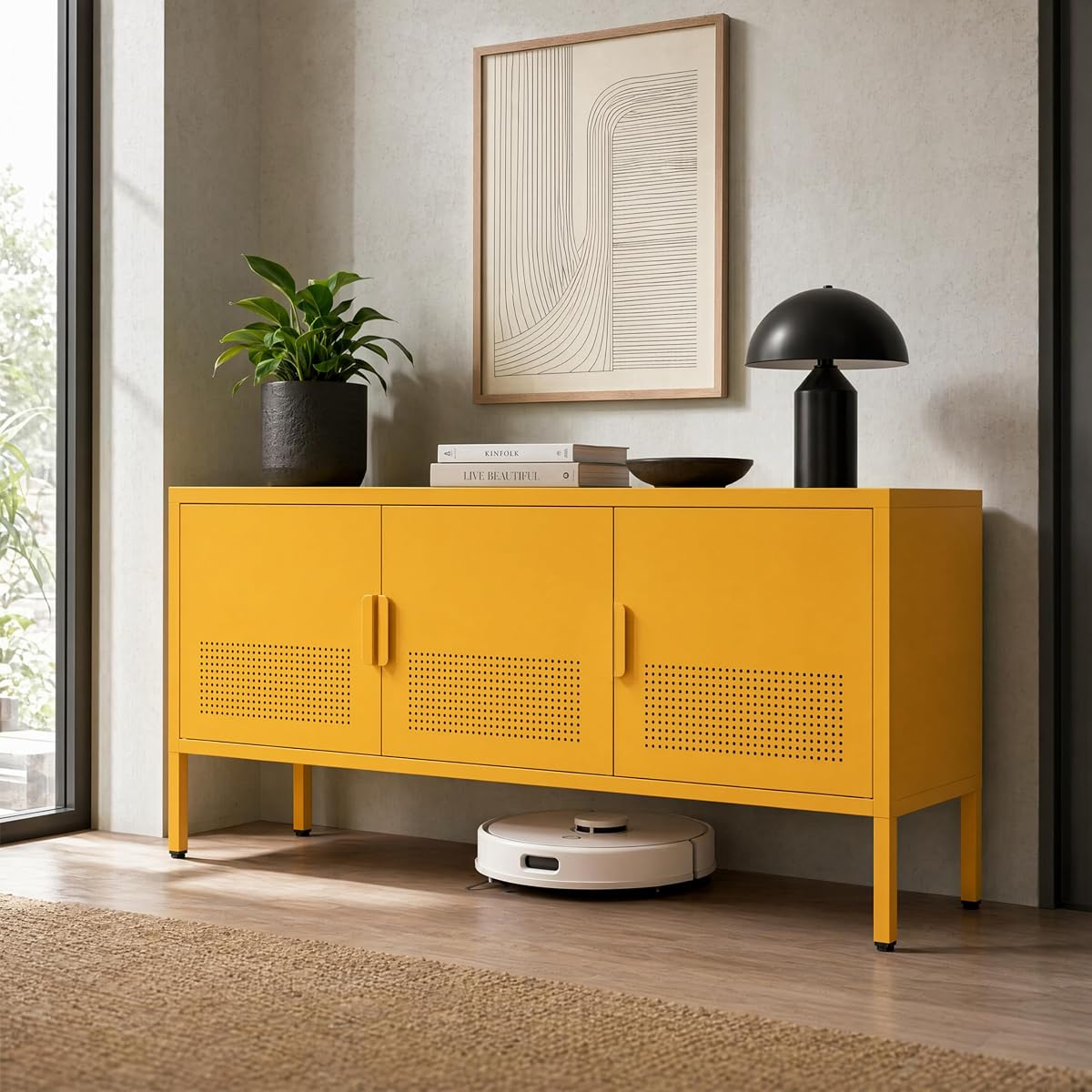 22" H Metal TV Stand Storage Cabinet