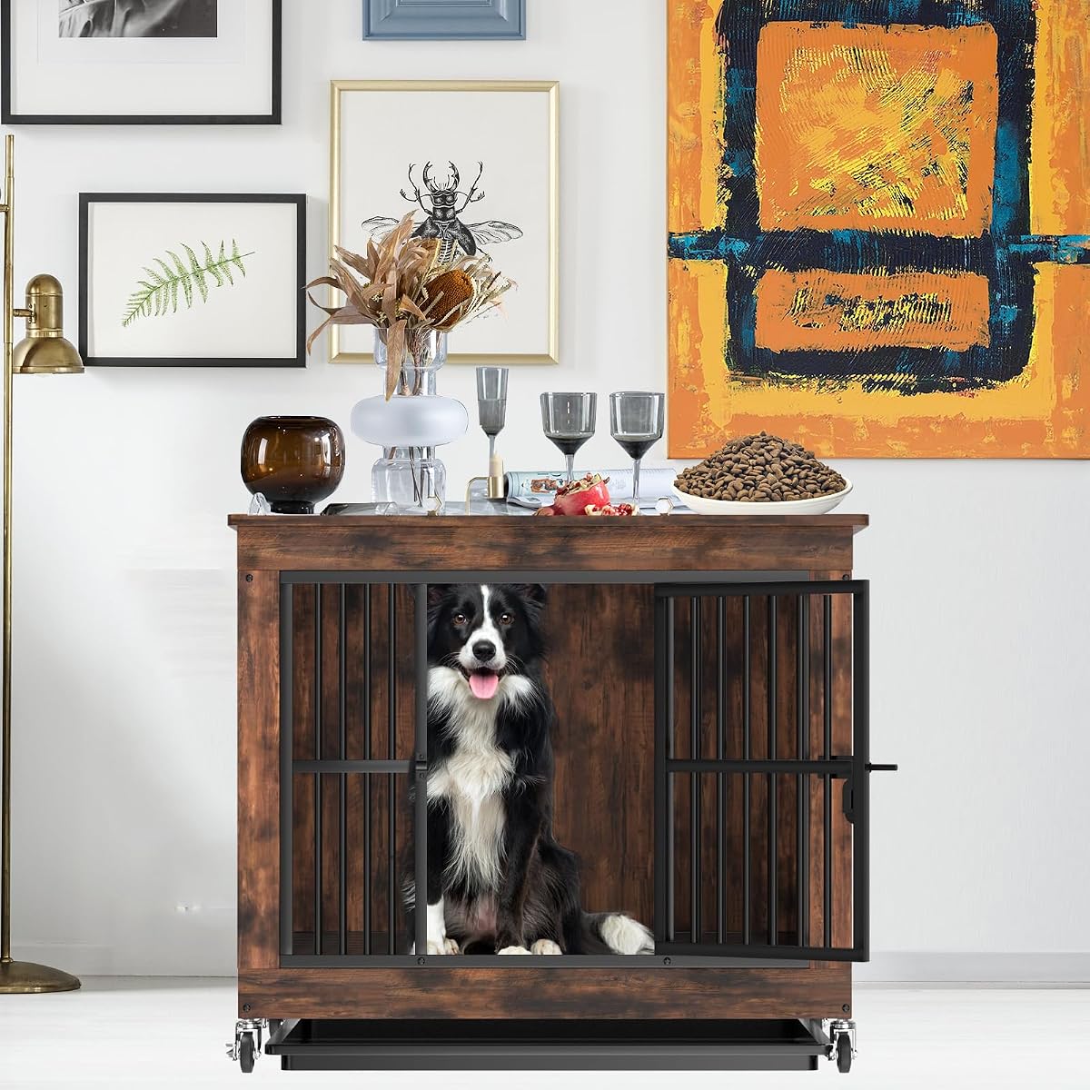 98 cm Wooden Dog Crate End Table for Large Dogs