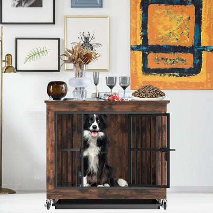 98 cm Wooden Dog Crate End Table for Large Dogs