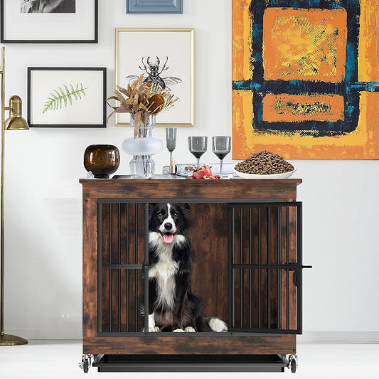 98 cm Wooden Dog Crate End Table for Large Dogs