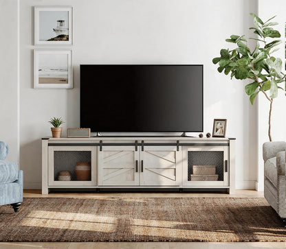 Farmhouse TV Stand for 75" TV, Antique White