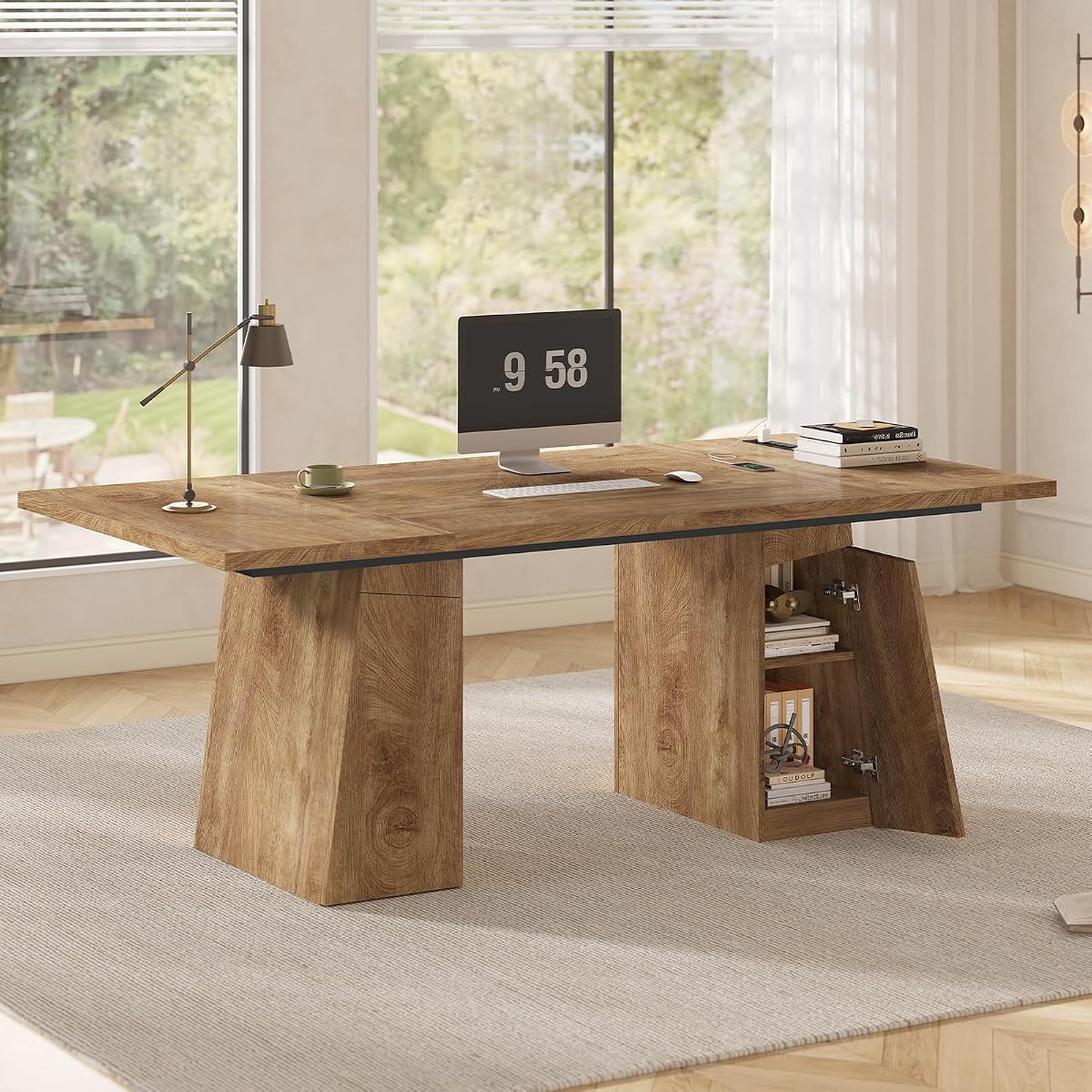 63 in Executive Desk with Power Outlets