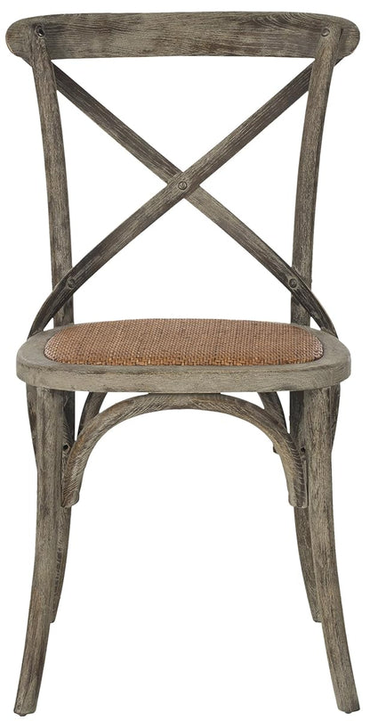 SAFAVIEH Furniture - Franklin X-Back Side Chair Set of 2 - 18.1" Seat Height - Weathered Grey - Rattan - Farmhouse X-Back Design - Ideal for Dining Room, Kitchen - Fully Assembled (AMH9500D-SET2)