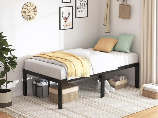 Sturdy Twin Bed Frame in White Wood