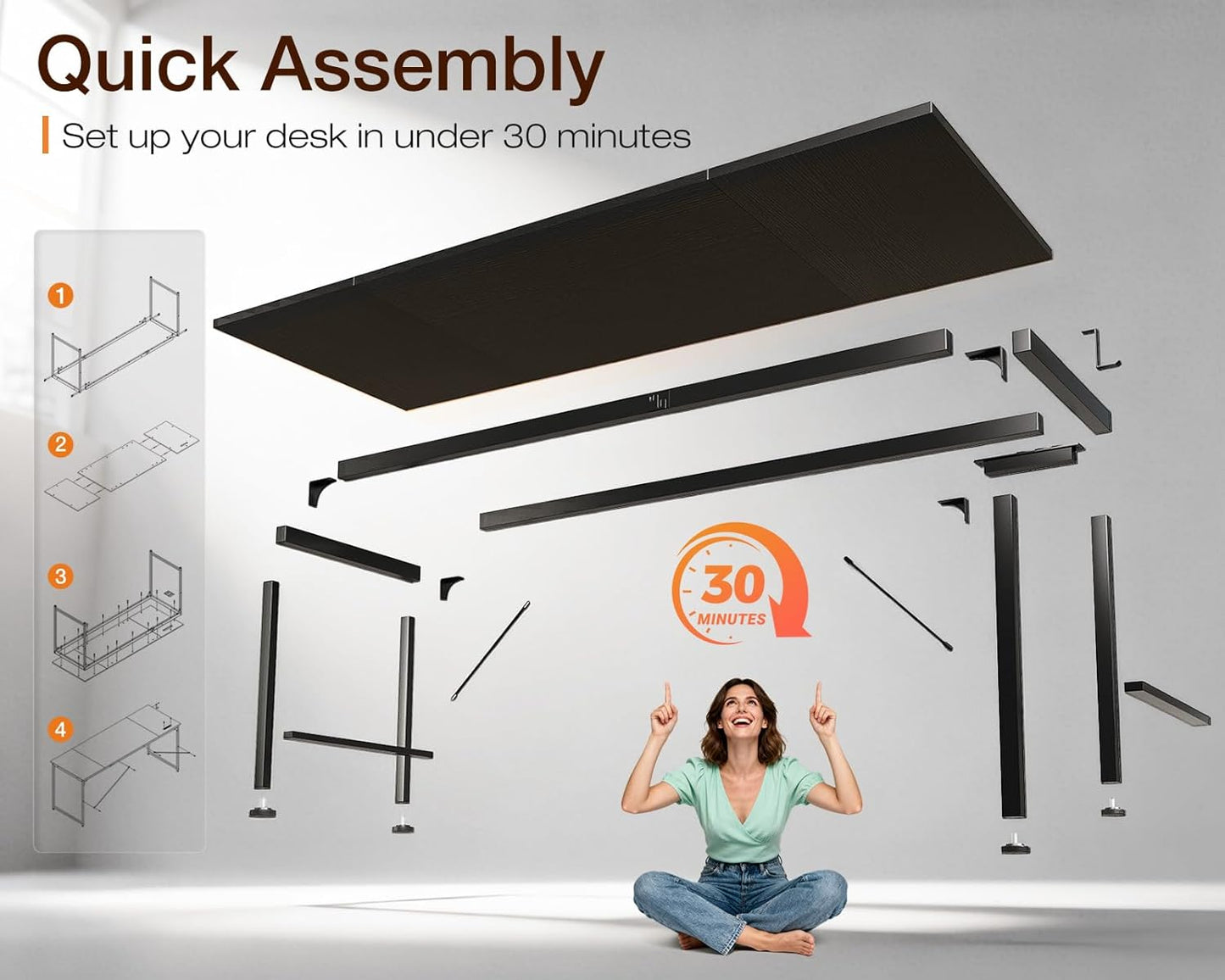 71 Inch Computer Desk with USB Ports, Large Office Desk, Long Study Student Writing Desk, Black