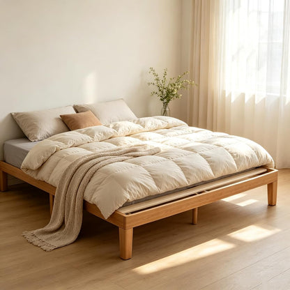 12 Inch King Bed Frame, 3.5" Thick Pine Frame, 700 lbs Capacity